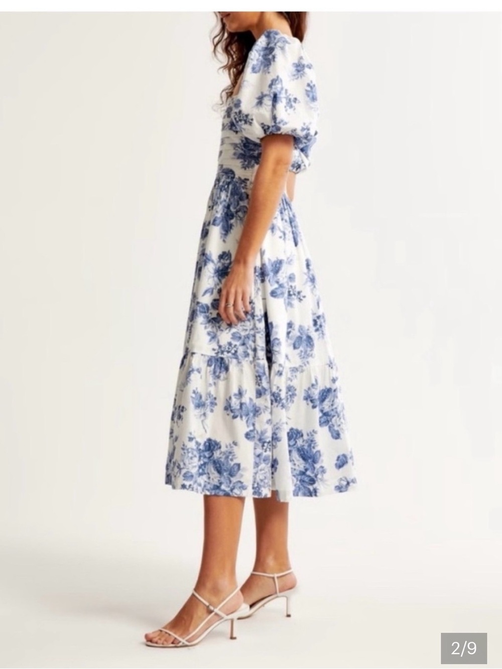 Abercrombie & Fitch Emerson Blue Floral Puff-Sleeve Midi - Picture 10 of 10